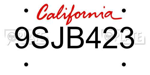 9SJB423 California License Plate