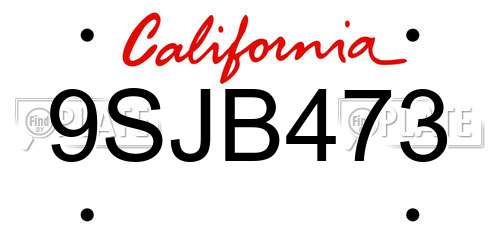 9SJB473 California License Plate