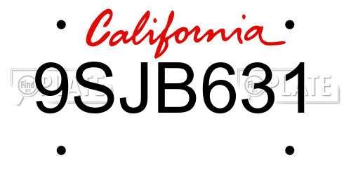 9SJB631 California License Plate