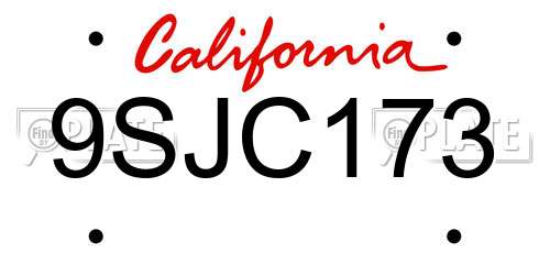 9SJC173 California License Plate