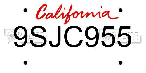 9SJC955 California License Plate