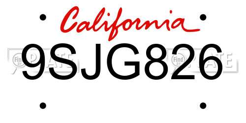 9SJG826 California License Plate