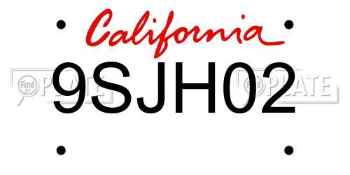 9SJH02 California License Plate