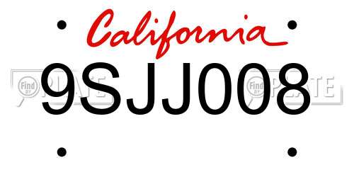 9SJJ008 California License Plate