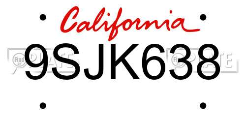 9SJK638 California License Plate