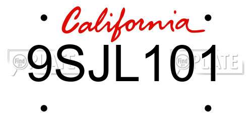 9SJL101 California License Plate