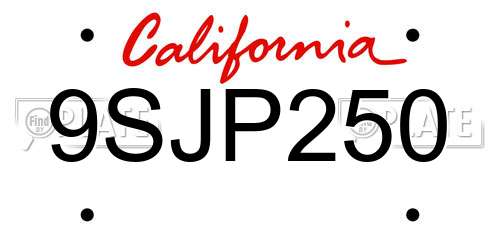 9SJP250 California License Plate