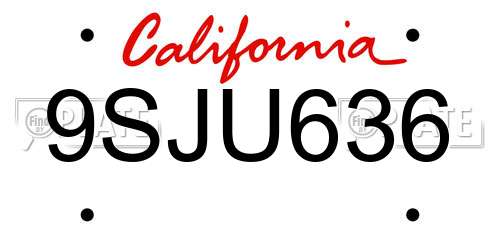 9SJU636 California License Plate