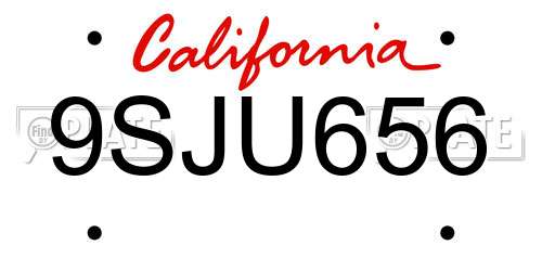 9SJU656 California License Plate