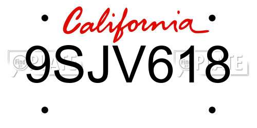 9SJV618 California License Plate