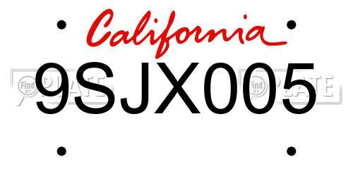 9SJX005 California License Plate