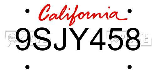 9SJY458 California License Plate
