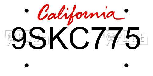 9SKC775 California License Plate