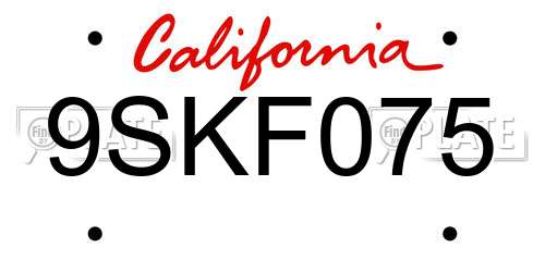 9SKF075 California License Plate