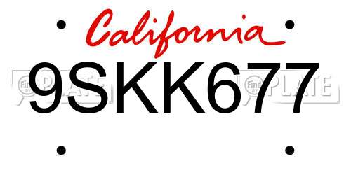 9SKK677 California License Plate