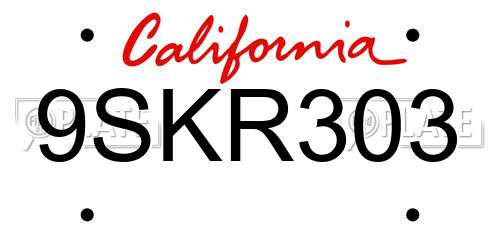9SKR303 California License Plate