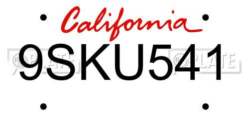 9SKU541 California License Plate