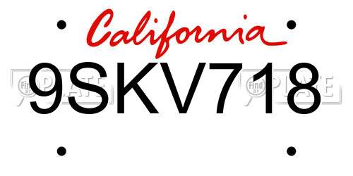 9SKV718 California License Plate