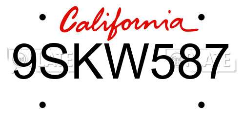 9SKW587 California License Plate