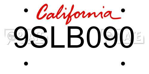 9SLB090 California License Plate