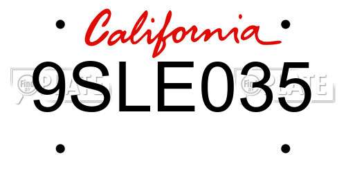 9SLE035 California License Plate