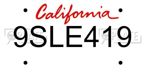 9SLE419 California License Plate