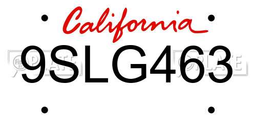 9SLG463 California License Plate
