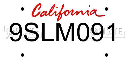 9SLM091 California License Plate