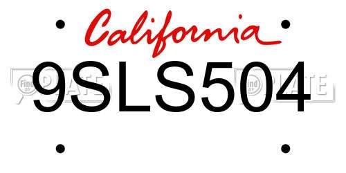 9SLS504 California License Plate