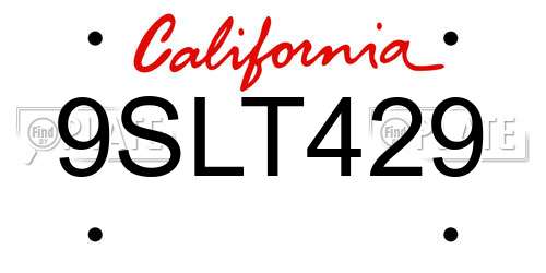 9SLT429 California License Plate