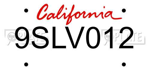 9SLV012 California License Plate