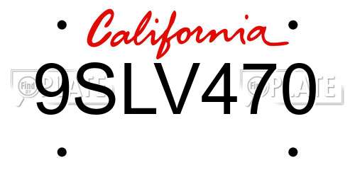 9SLV470 California License Plate