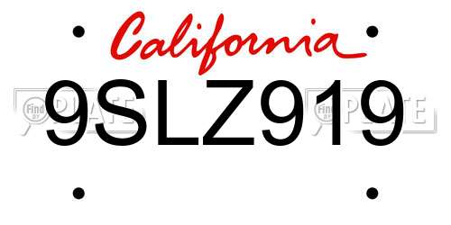 9SLZ919 California License Plate