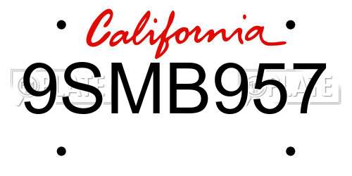 9SMB957 California License Plate