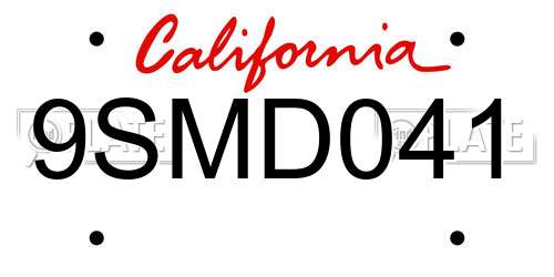 9SMD041 California License Plate