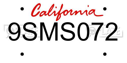 9SMS072 California License Plate