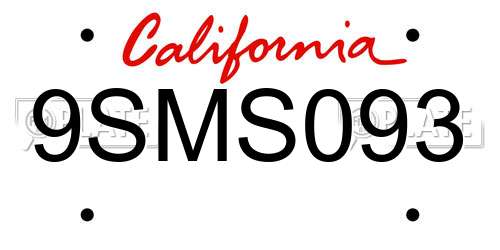 9SMS093 California License Plate