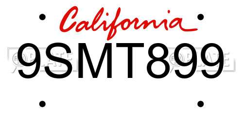 9SMT899 California License Plate