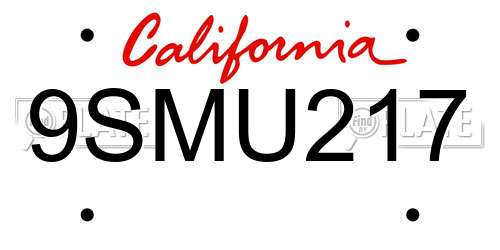 9SMU217 California License Plate