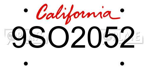 9SO2052 California License Plate