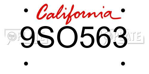 9SO563 California License Plate