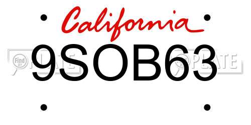 9SOB63 California License Plate