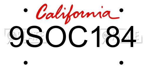 9SOC184 California License Plate