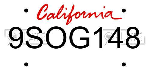 9SOG148 California License Plate