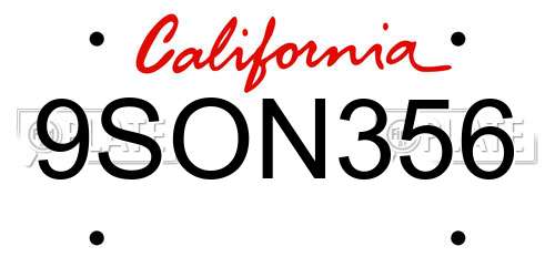 9SON356 California License Plate