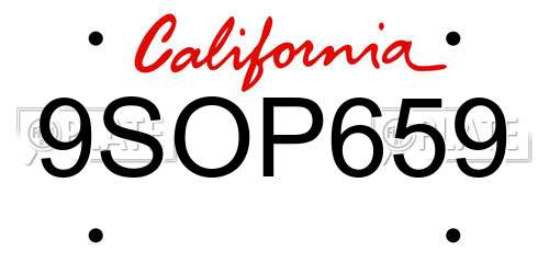 9SOP659 California License Plate