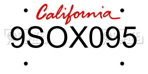 9SOX095 California License Plate
