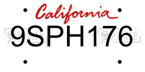 9SPH176 California License Plate