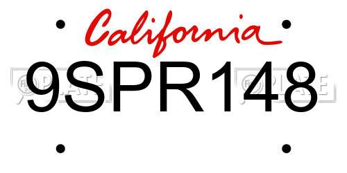 9SPR148 California License Plate