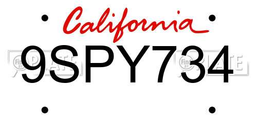 9SPY734 California License Plate